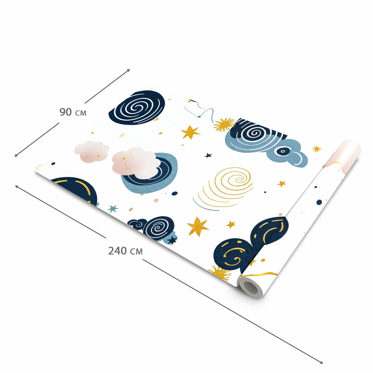 Waschbarer Küchenteppich mit Motiv Wirbelwolken Design in der Grösse 80x280 cm für sichere Aufbewahrung