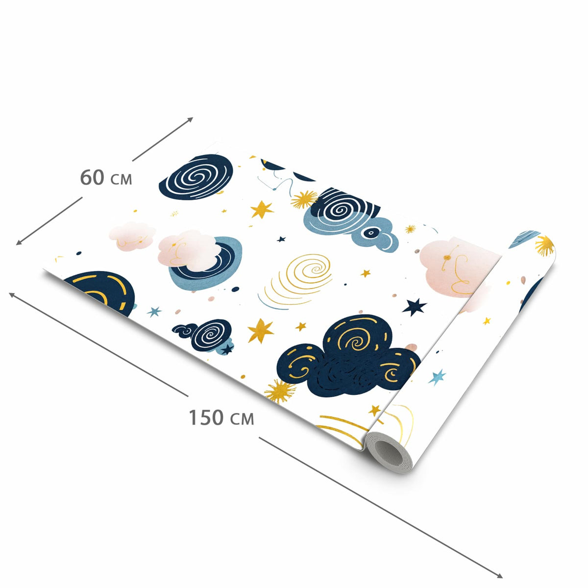 Hygienischer Teppich fürs Esszimmer mit Motiv Wirbelwolken Design in der Grösse 80x250 cm
