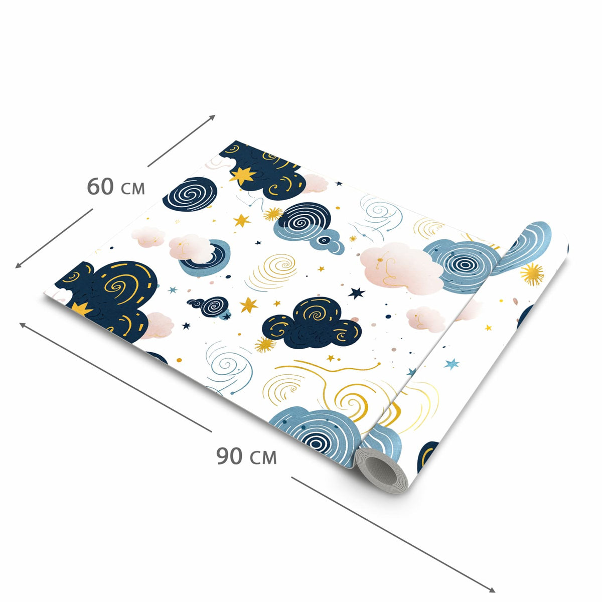 Feuchtigkeitsresistenter Küchenteppich mit Motiv Wirbelwolken Design in der Grösse 80x250 cm