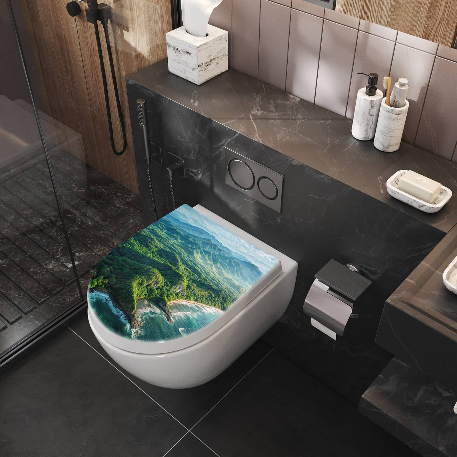 WC-Sitz mit Absenkautomatik Küstenlandschaft