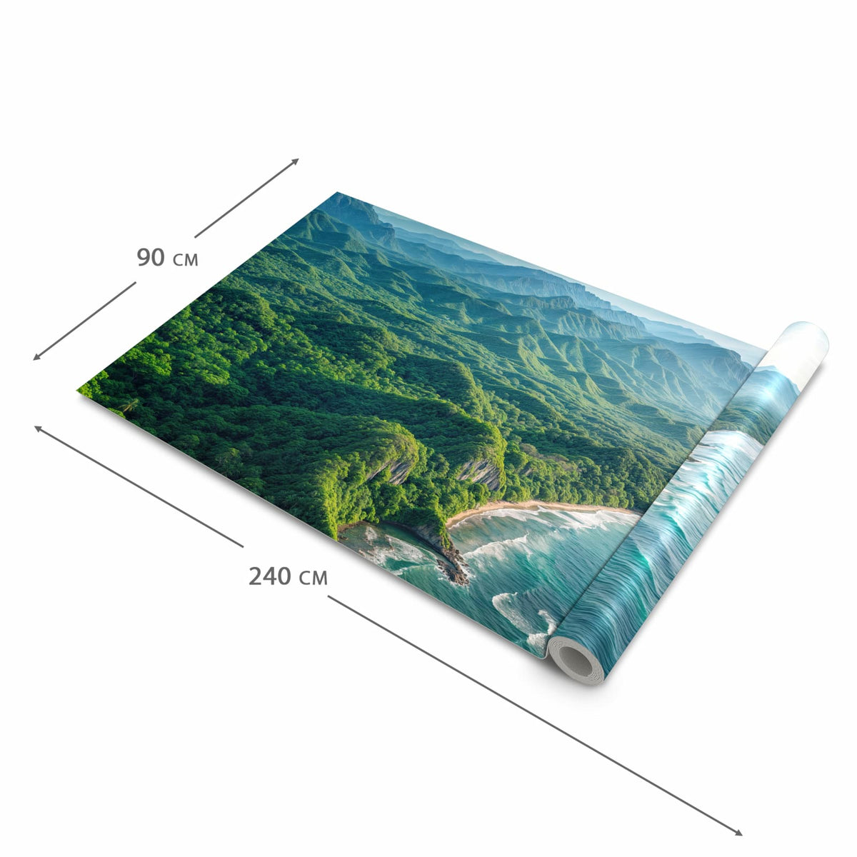 Rutschfester dünner Teppich mit Motiv Küstenlandschaft in der Grösse 80x250 cm, einfach zu reinigen