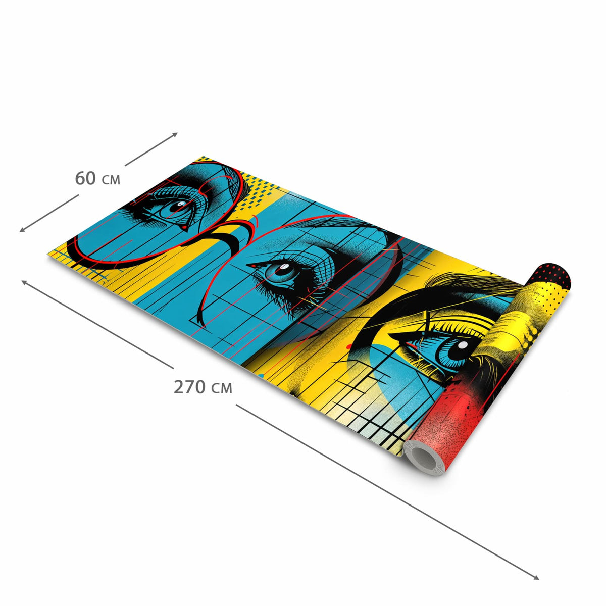Feuchtigkeitsresistenter Küchenteppich mit Motiv Pop Art Gesichter in der Grösse 80x200 cm