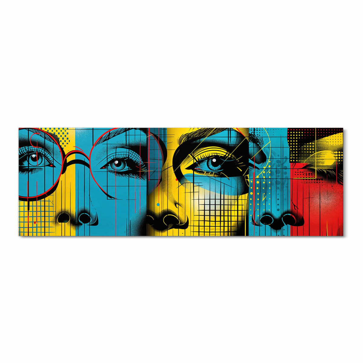 Flacher Küchenläufer mit Motiv Pop Art Gesichter in Frontansicht