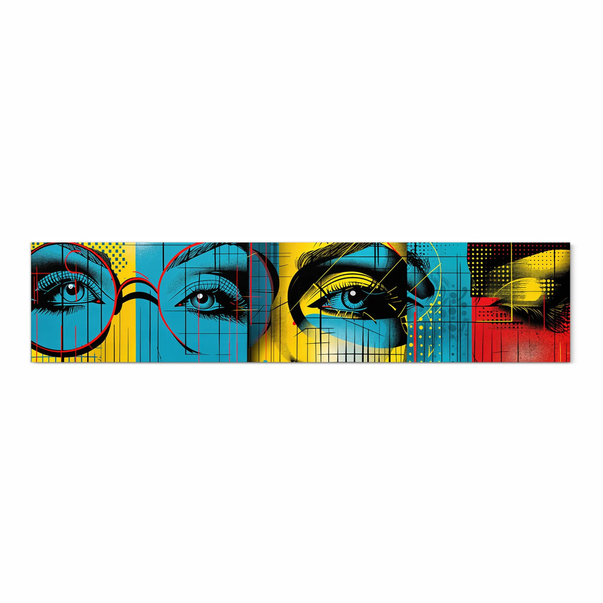 Komfortabler rutschfester Küchenläufer mit Motiv Pop Art Gesichter in Frontansicht