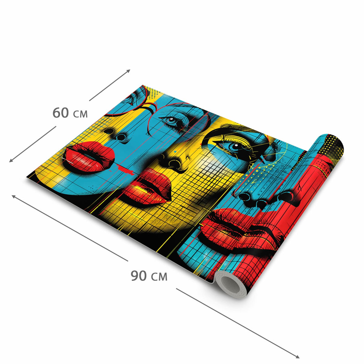 Küchenteppich mit Motiv Pop Art Gesichter in der Grösse 80x250 cm für Ordnung & Übersicht