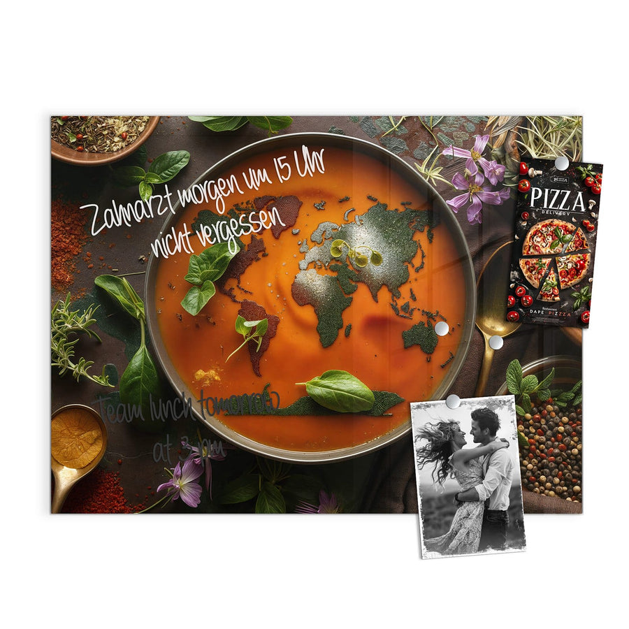 Maße Magnettafel - Suppe mit Weltkarte
