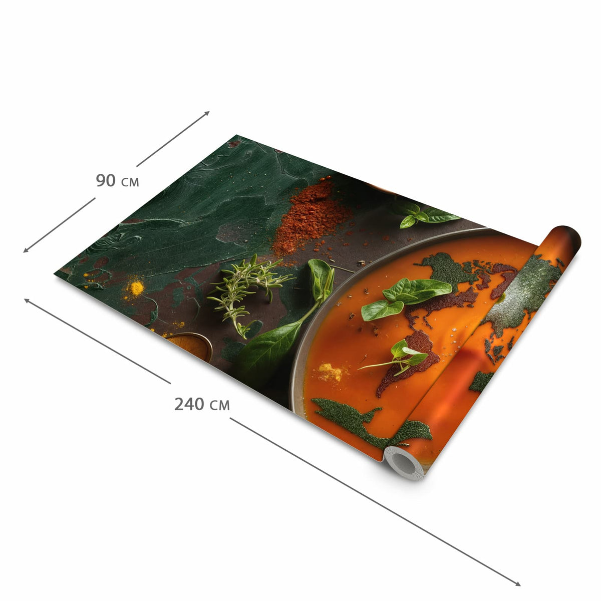 UV-beständiger rutschfester Küchenteppich mit Motiv Weltkarte Suppe in der Grösse 80x200 cm