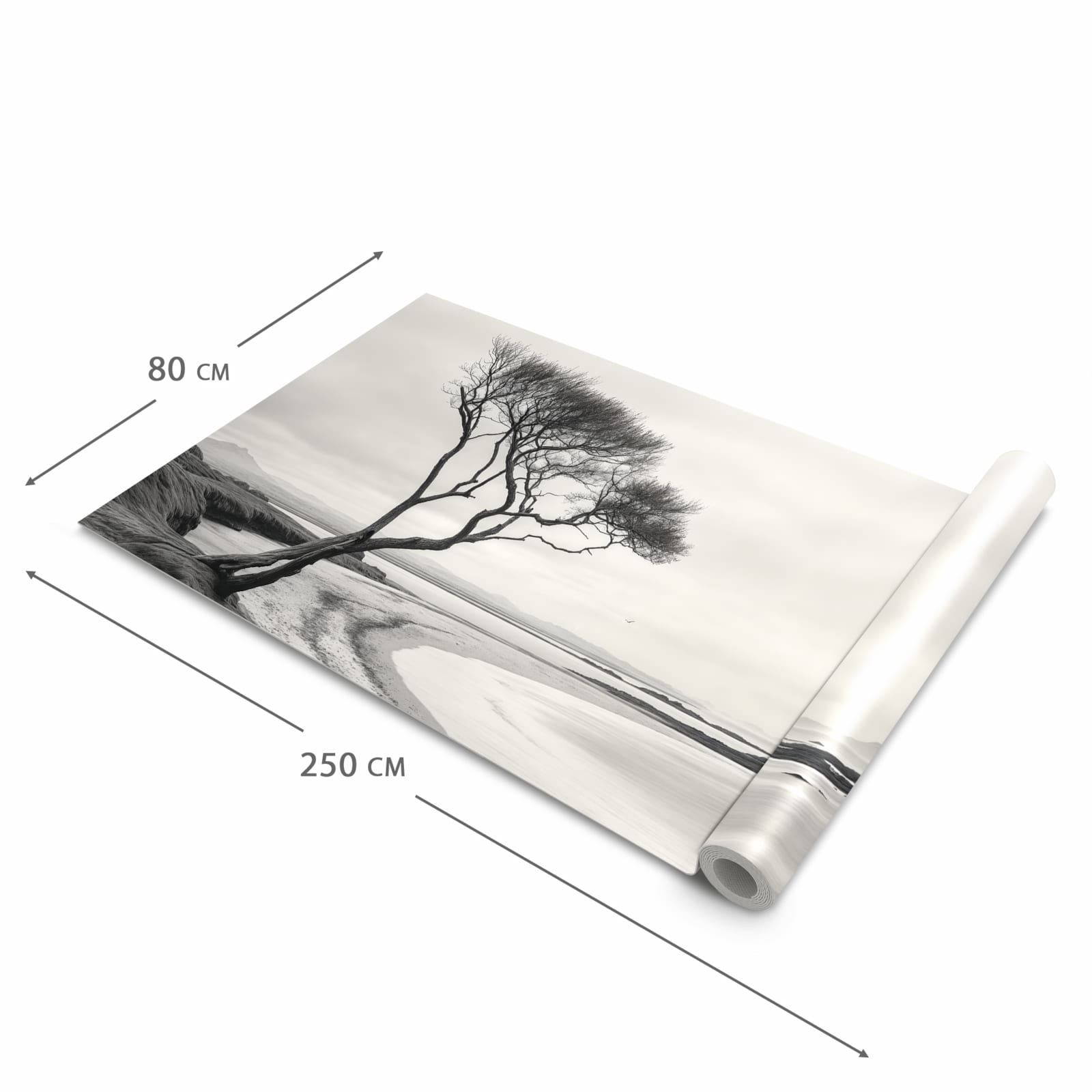 Pflegeleichter rutschfester Läufer mit Motiv Einsamer Baum am Meer in der Grösse 60x90 cm