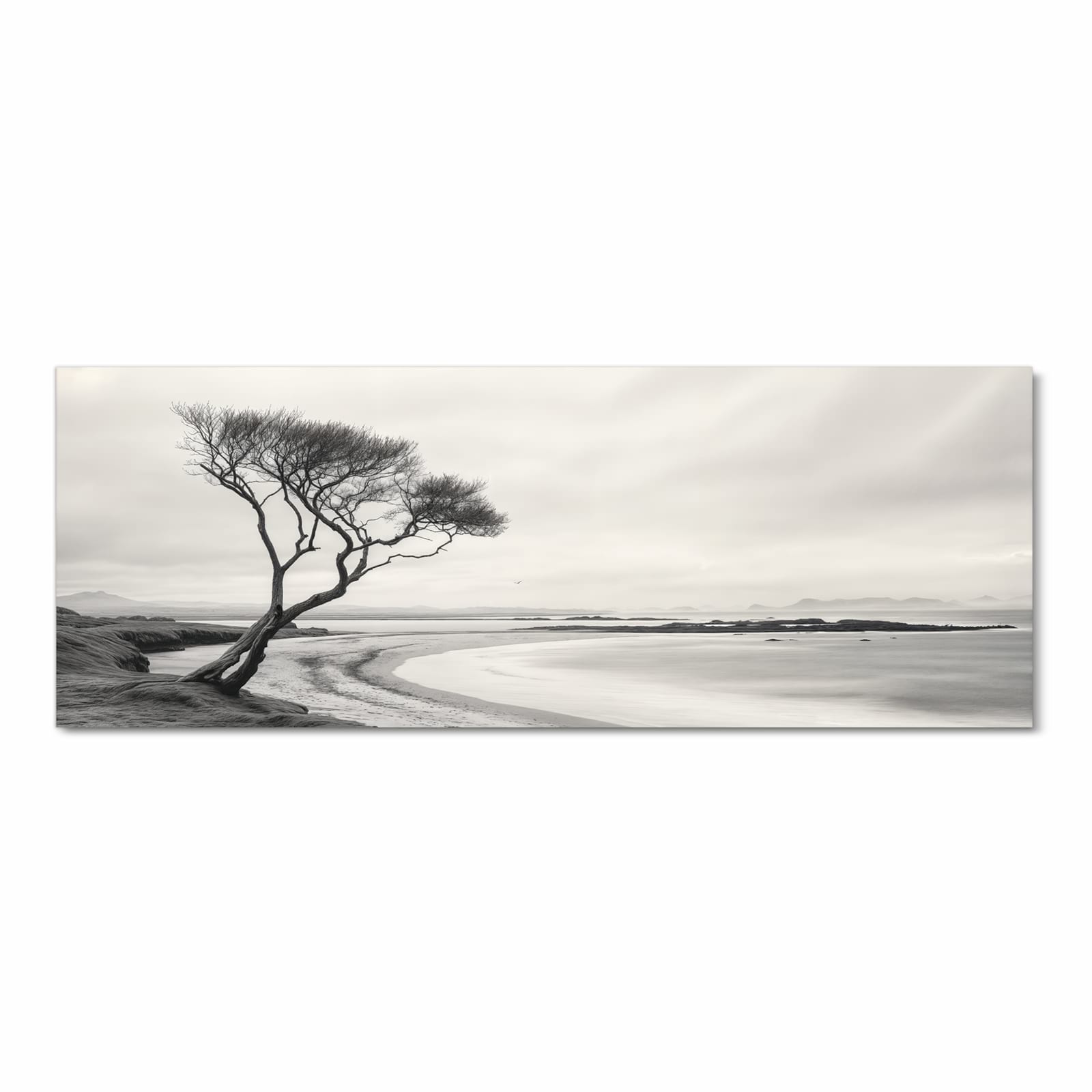 Rutschfester Teppichläufer für die Küche mit Motiv Einsamer Baum am Meer in Frontansicht