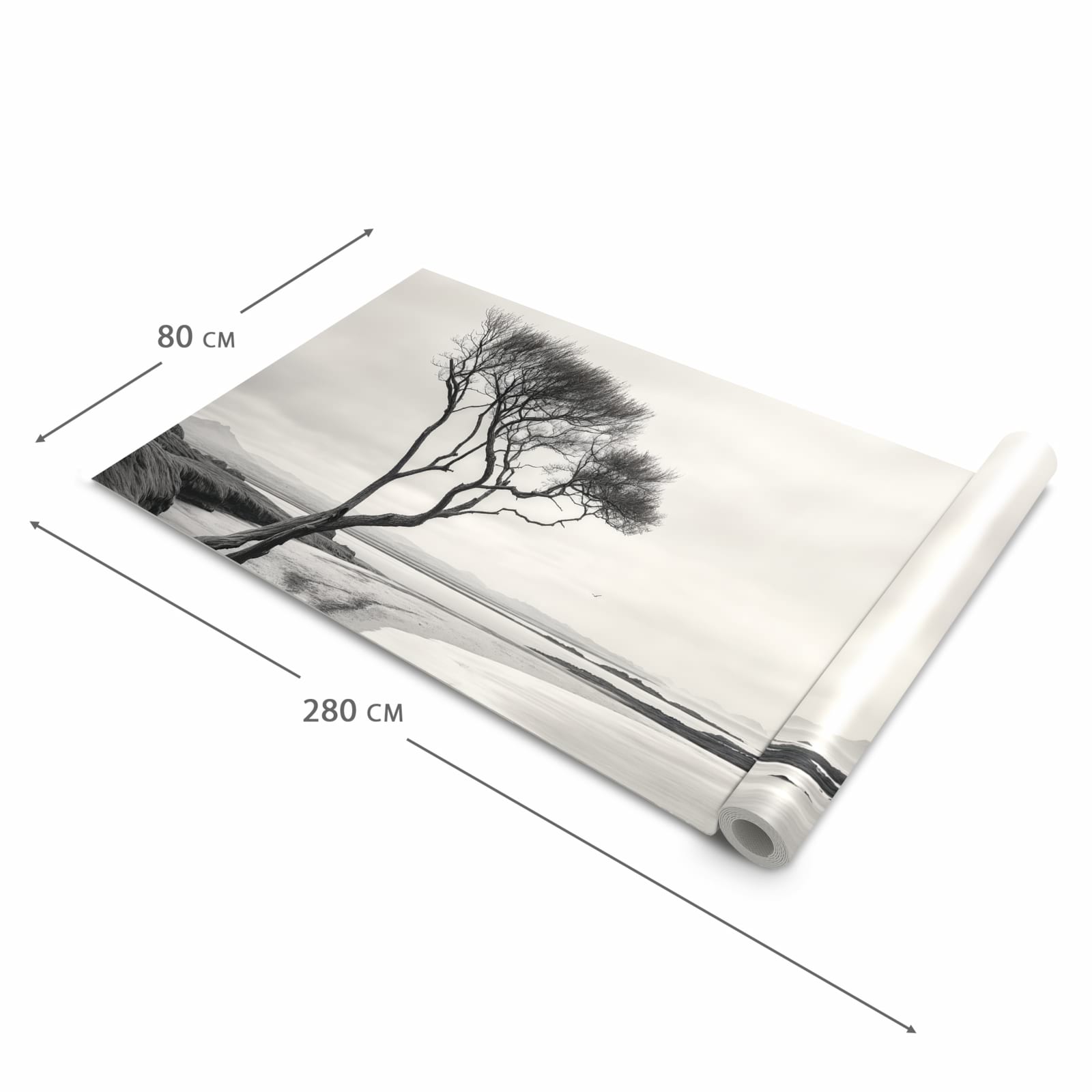 Dünner Küchenteppich mit Motiv Einsamer Baum am Meer in der Grösse 60x90 cm - angenehme Haptik