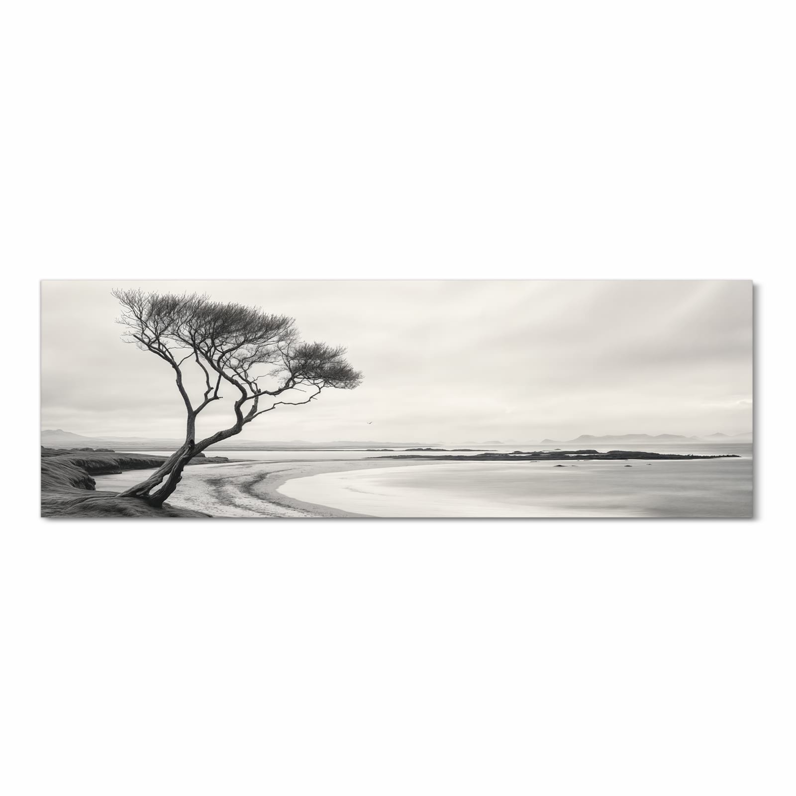 Wasserabweisender Läufer für die Küche mit Motiv Einsamer Baum am Meer in Frontansicht