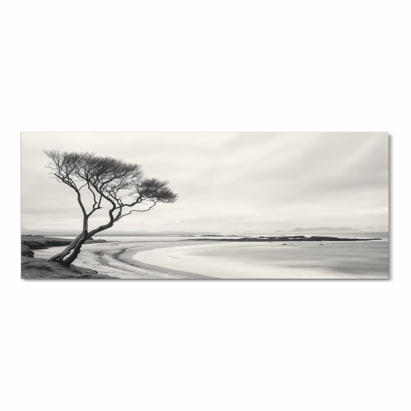 Küchenteppich mit Motiv Einsamer Baum am Meer in Frontansicht für optimalen Trittkomfort