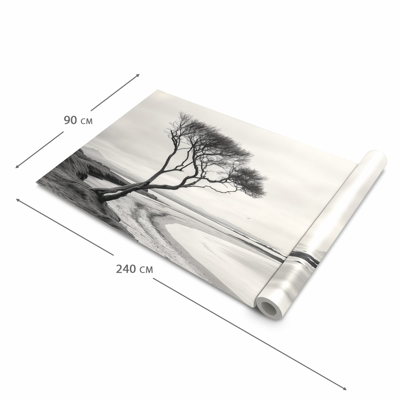 Waschbarer Teppich fürs Esszimmer mit Motiv Einsamer Baum am Meer in der Größe 60x90 cm