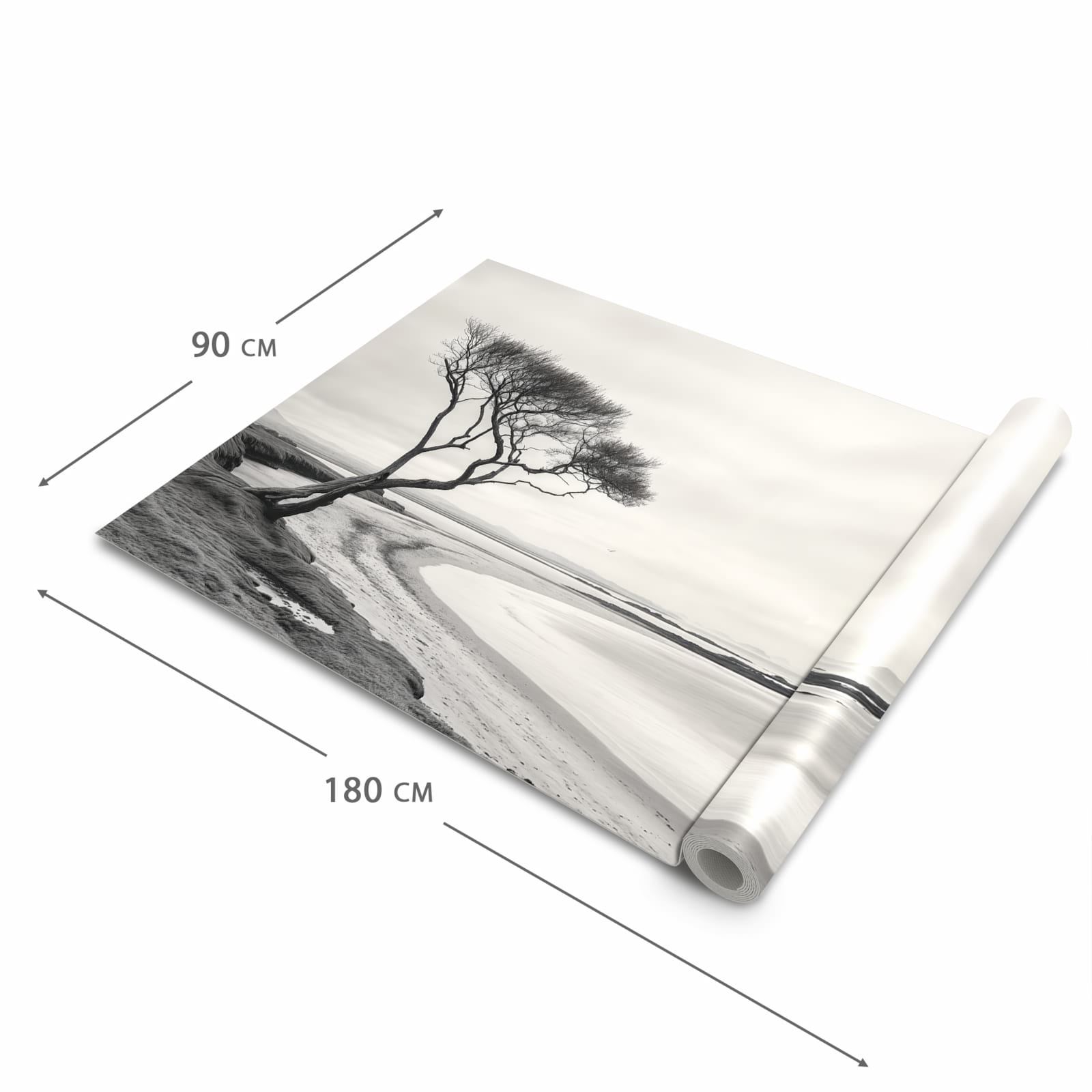 Strapazierfähiger waschbarer Teppich mit Motiv Einsamer Baum am Meer in der Grösse 60x90 cm