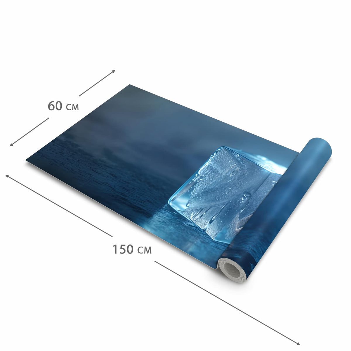 Geruchsneutraler rutschfester Läufer mit Motiv Eiswürfel in der Grösse 90x240 cm