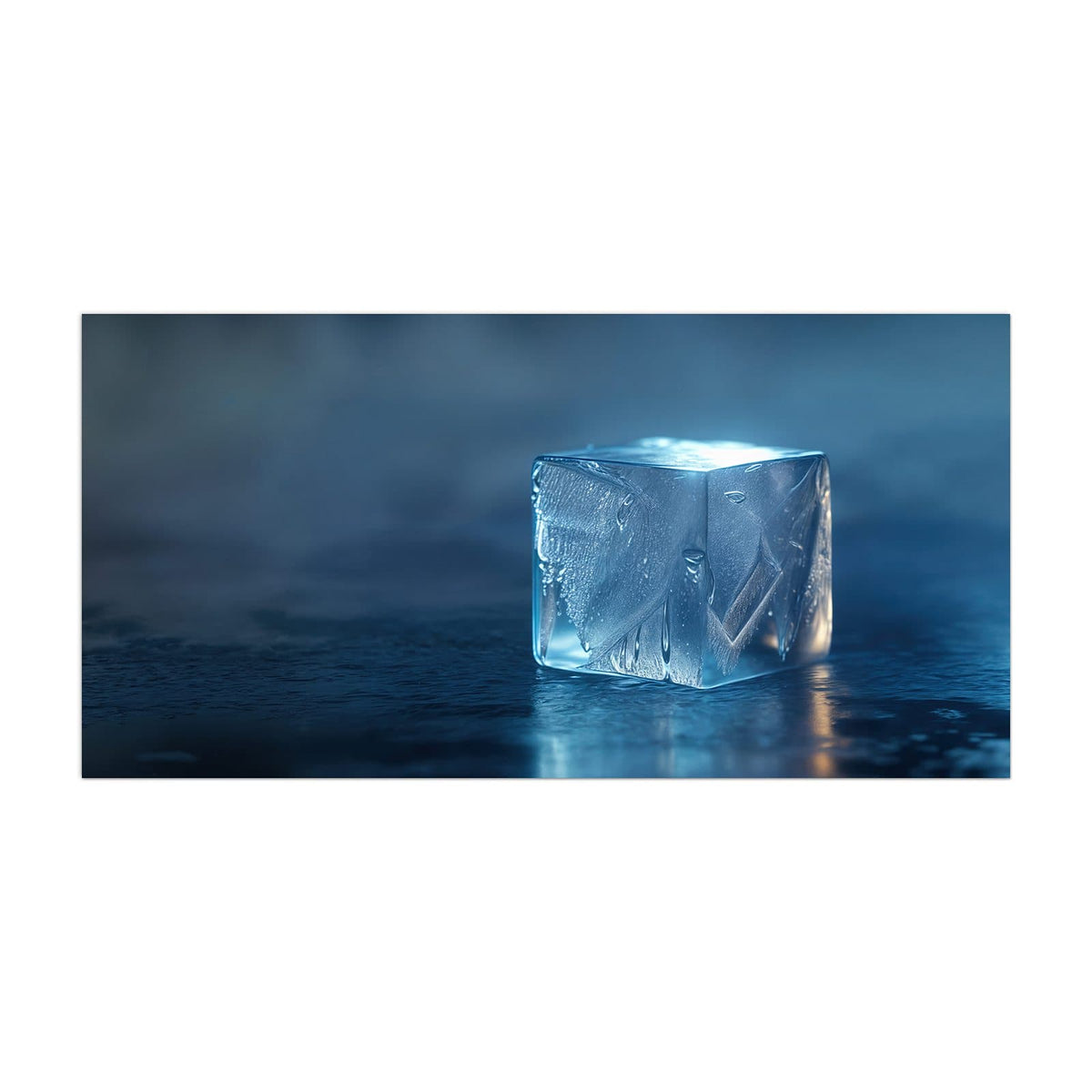 Küchenrückwand aus Glas Blauer Eiswürfel im Hochformat, Motiv bildfüllend von vorn
