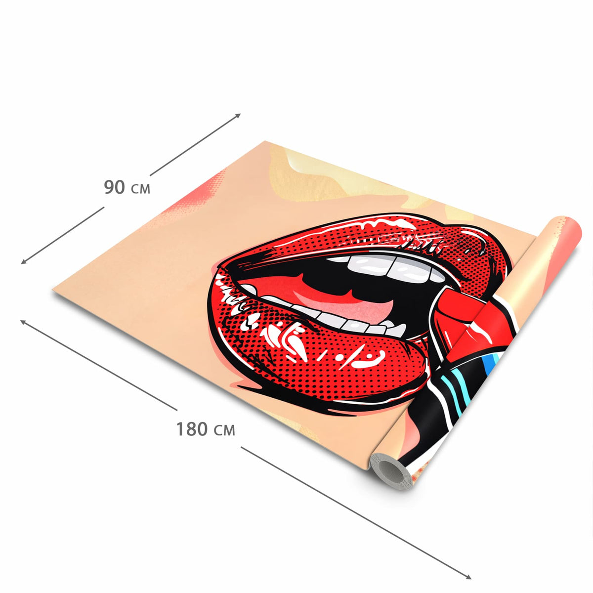 Feuchtigkeitsresistenter waschbarer Teppich Esstisch mit Motiv Lippenstift Kunst in der Grösse 60x300 cm