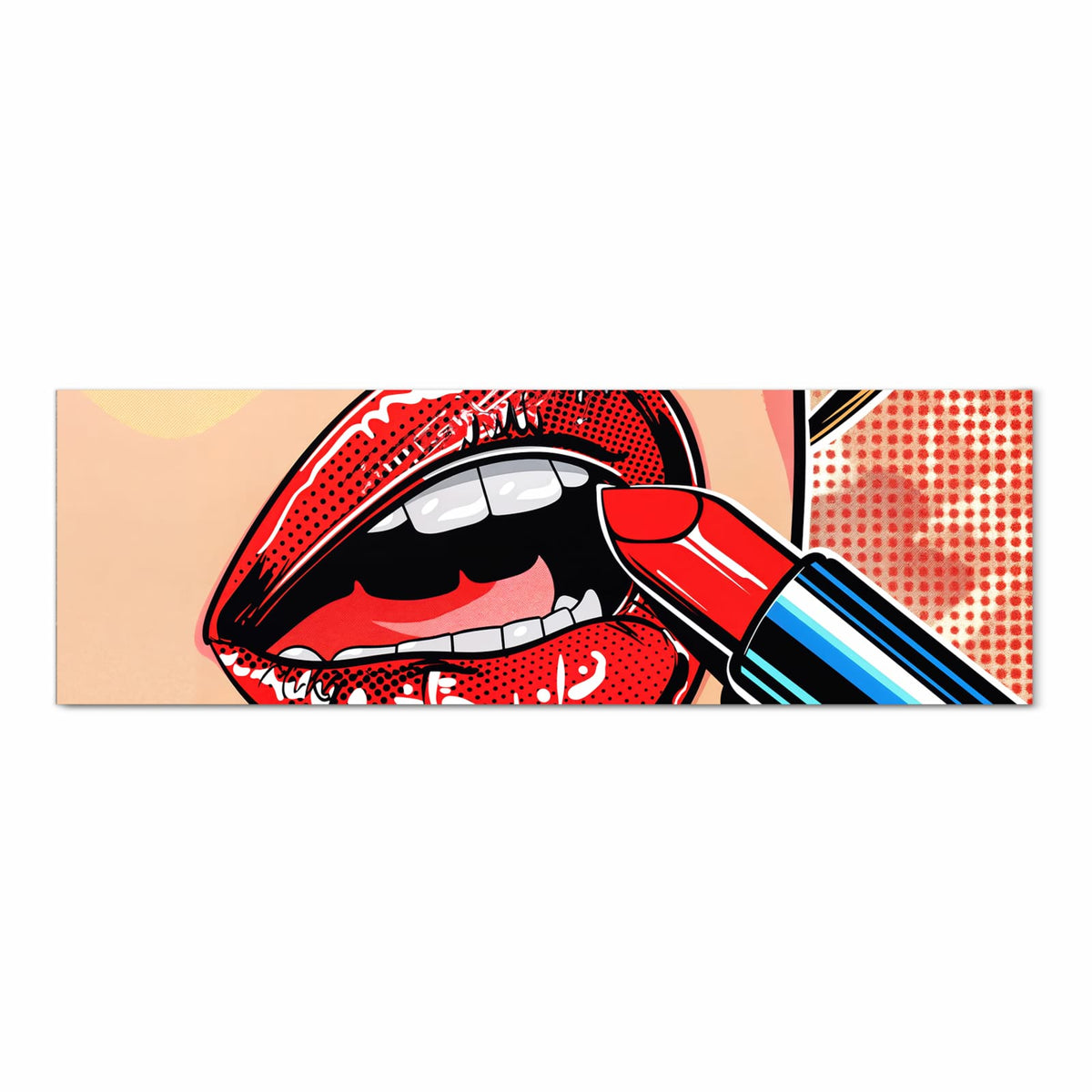 Bodenschonender rutschfester Küchenteppich mit Motiv Lippenstift Kunst in Frontansicht