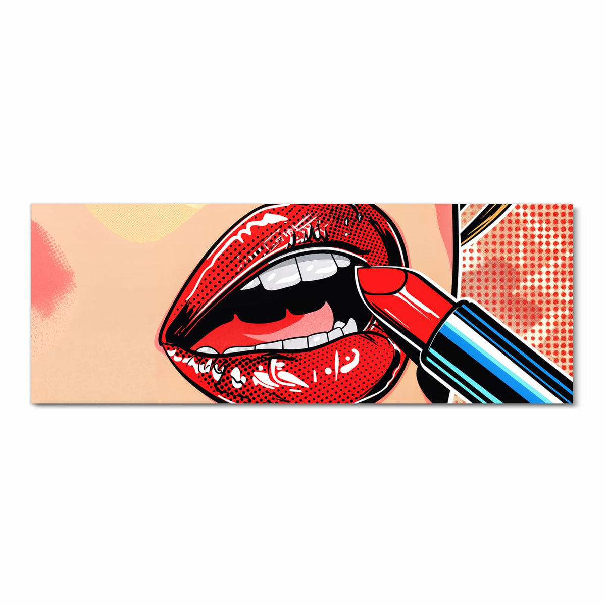 Farbbeständiger Teppich für Esstisch mit Motiv Lippenstift Kunst in Frontansicht