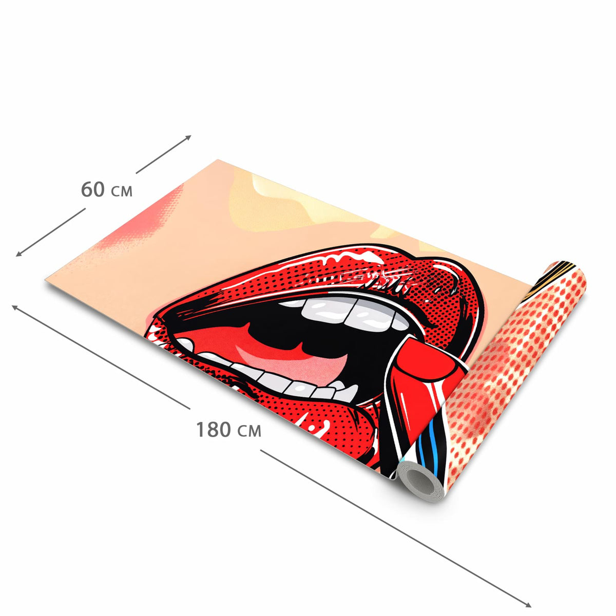 Komfortabler waschbarer Läufer für die Küche mit Motiv Lippenstift Kunst in der Grösse 60x270 cm