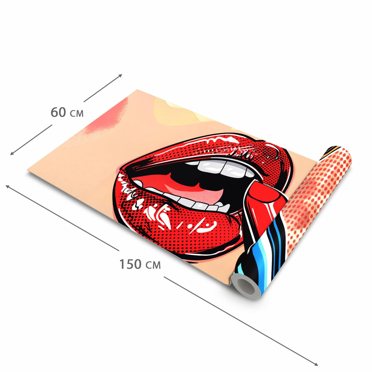 Pflegeleichter Teppichläufer für die Küche mit Motiv Lippenstift Kunst in der Grösse 60x270 cm