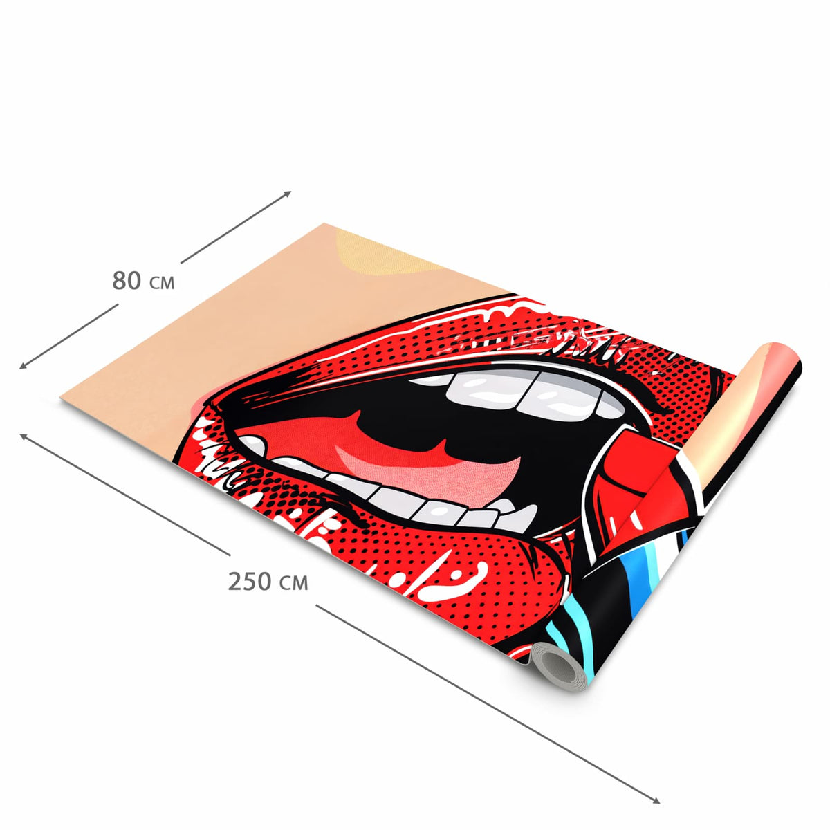 Waschbarer rutschfester Küchenteppich mit Motiv Lippenstift Kunst in der Grösse 60x300 cm