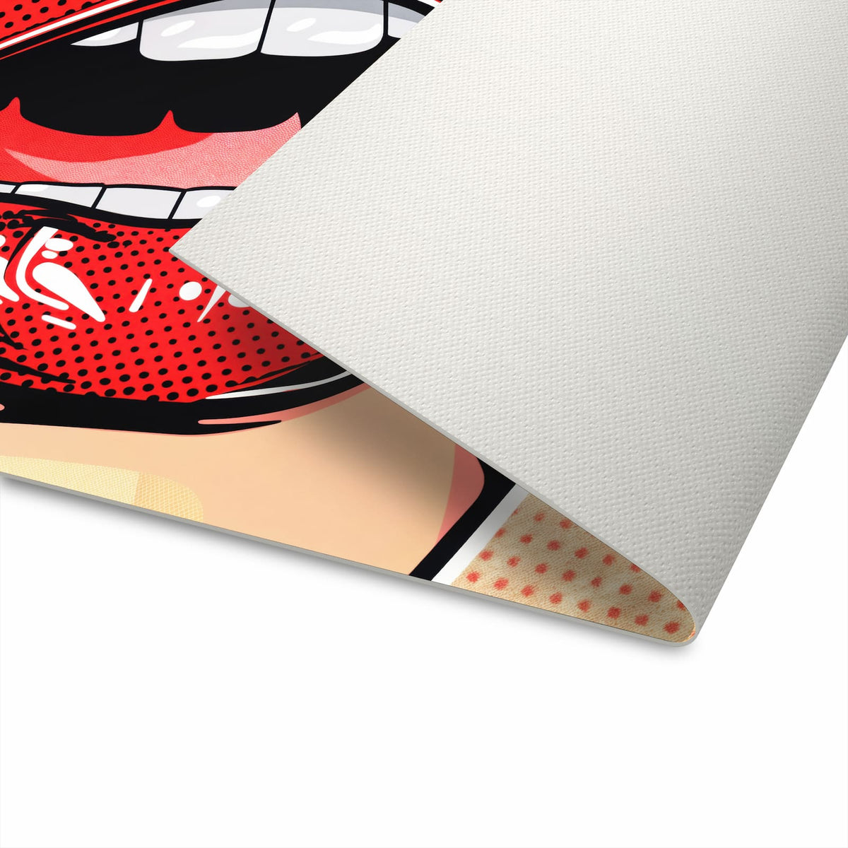 Waschbarer Küchenteppich mit Motiv Lippenstift Kunst auf der Unterseite