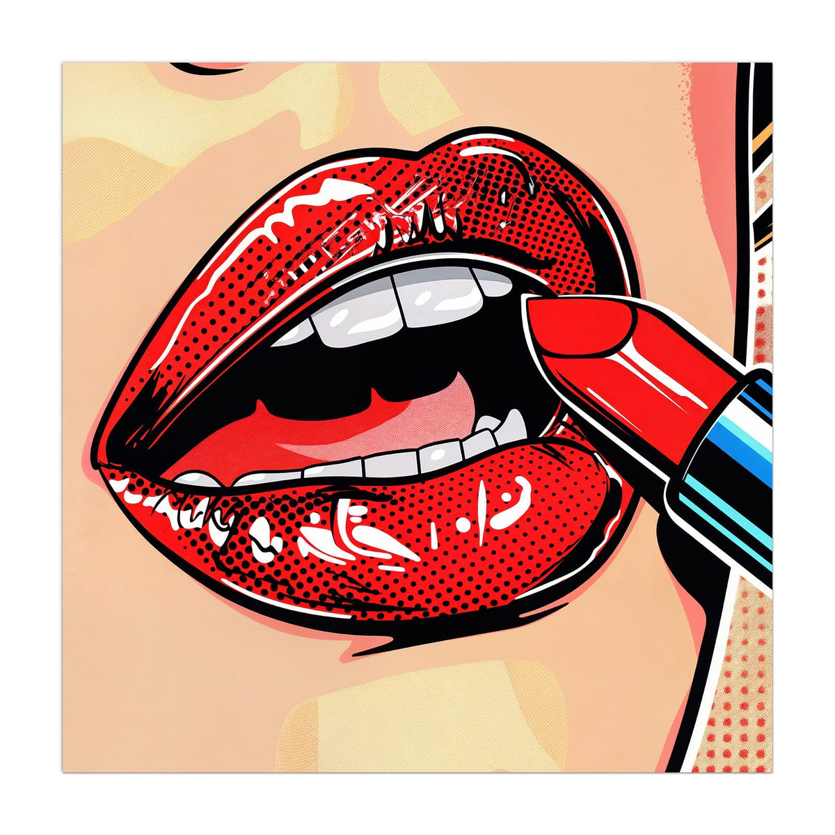 Küchenrückwand aus Glas Roter Lippenstift im quadratischen Format, Motiv bildfüllend von vorn