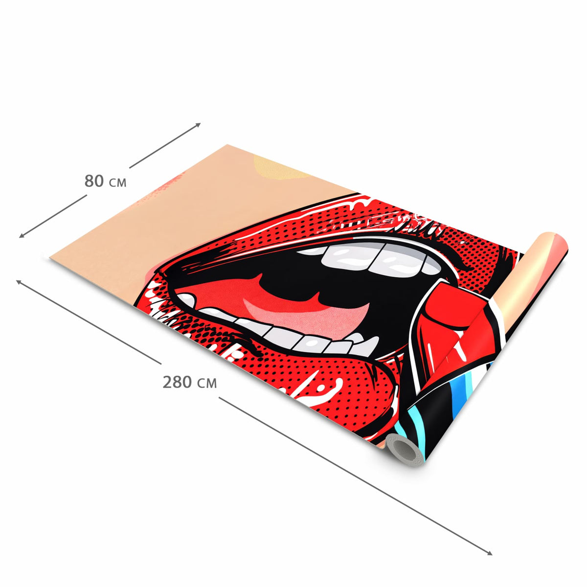 Langlebiger waschbarer Teppich mit Motiv Lippenstift Kunst in der Grösse 60x300 cm