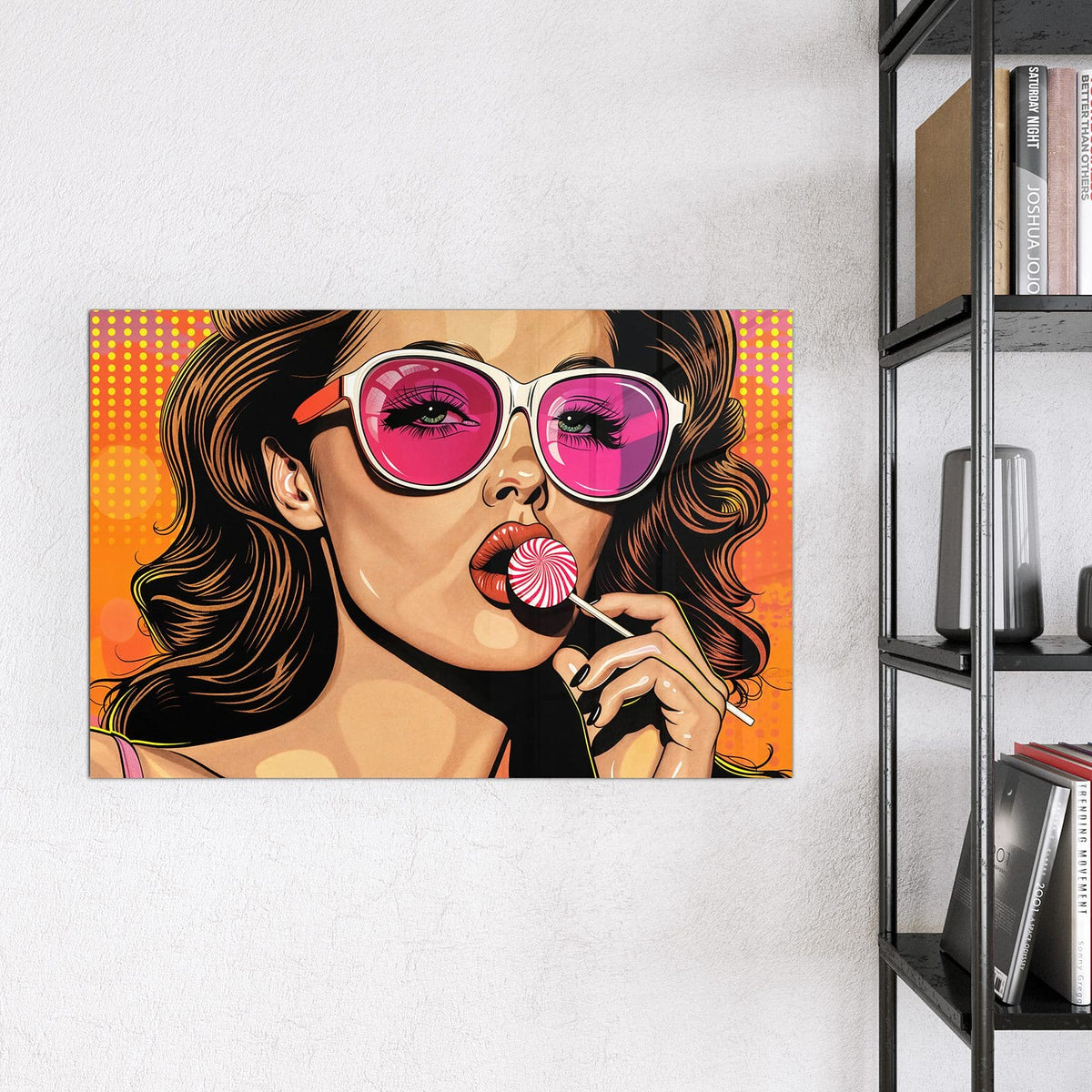 Magnettafel - Pinke Sonnenbrille – Pop-Art-Frau mit pinker Sonnenbrille