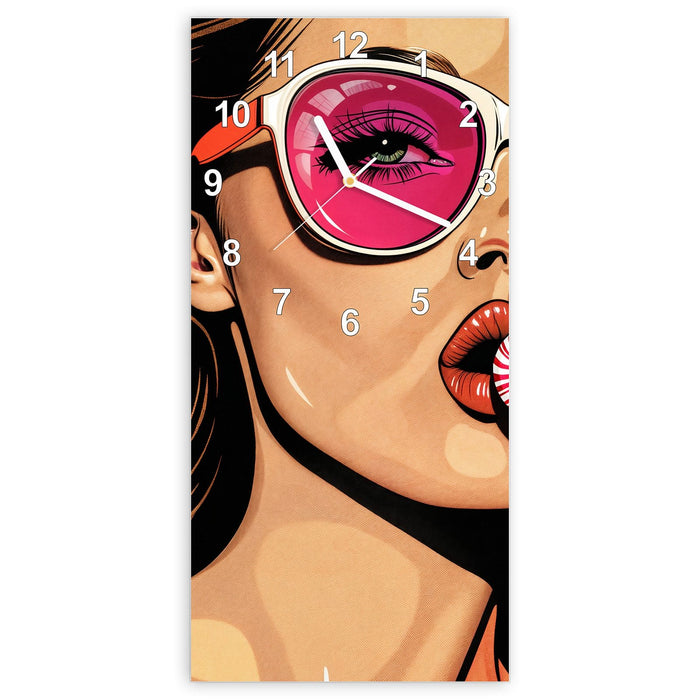 Wanduhr Mit und Frau aus Glas – Hochformat 30 × 60 cm mit Ziffernblatt Modern