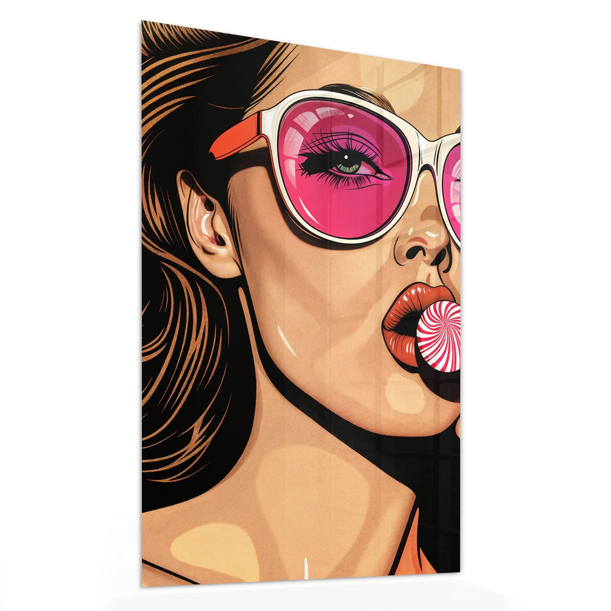Wandbild aus Glas Pinke Sonnenbrille schräg von der Seite, 4 mm starkes Echtglas #grösse_40 x 60 cm #grösse_50 x 75 cm #grösse_60 x 90 cm