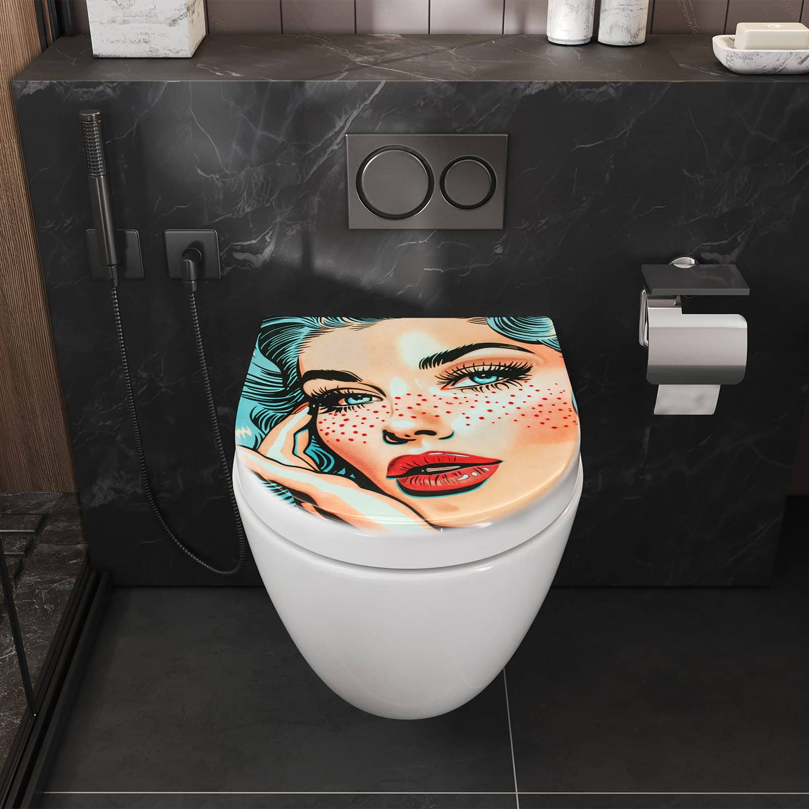 WC-Sitz mit Absenkautomatik Pop Art Porträt