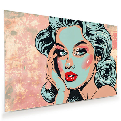Wandbild mit dem Motiv Comic Porträt in Mint
