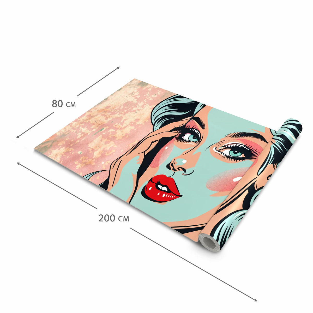 Fleckenresistenter großer Küchenteppich mit Motiv Comic Porträt Kunst in der Größe 60x240 cm