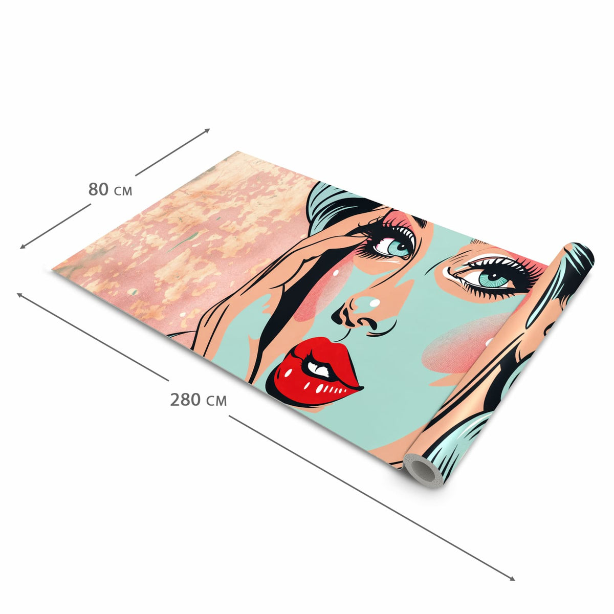 Geruchsneutraler waschbarer Küchenteppich mit Motiv Comic Porträt Kunst in der Grösse 60x240 cm