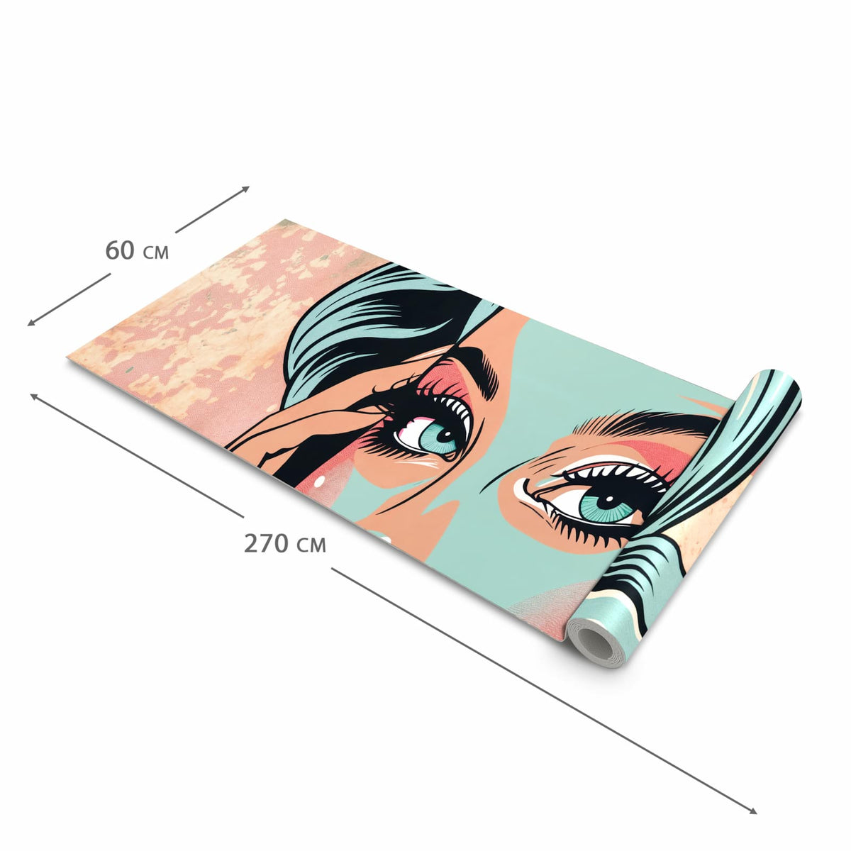 UV-beständiger Küchenteppich mit Motiv Comic Porträt Kunst in der Größe 60x240 cm