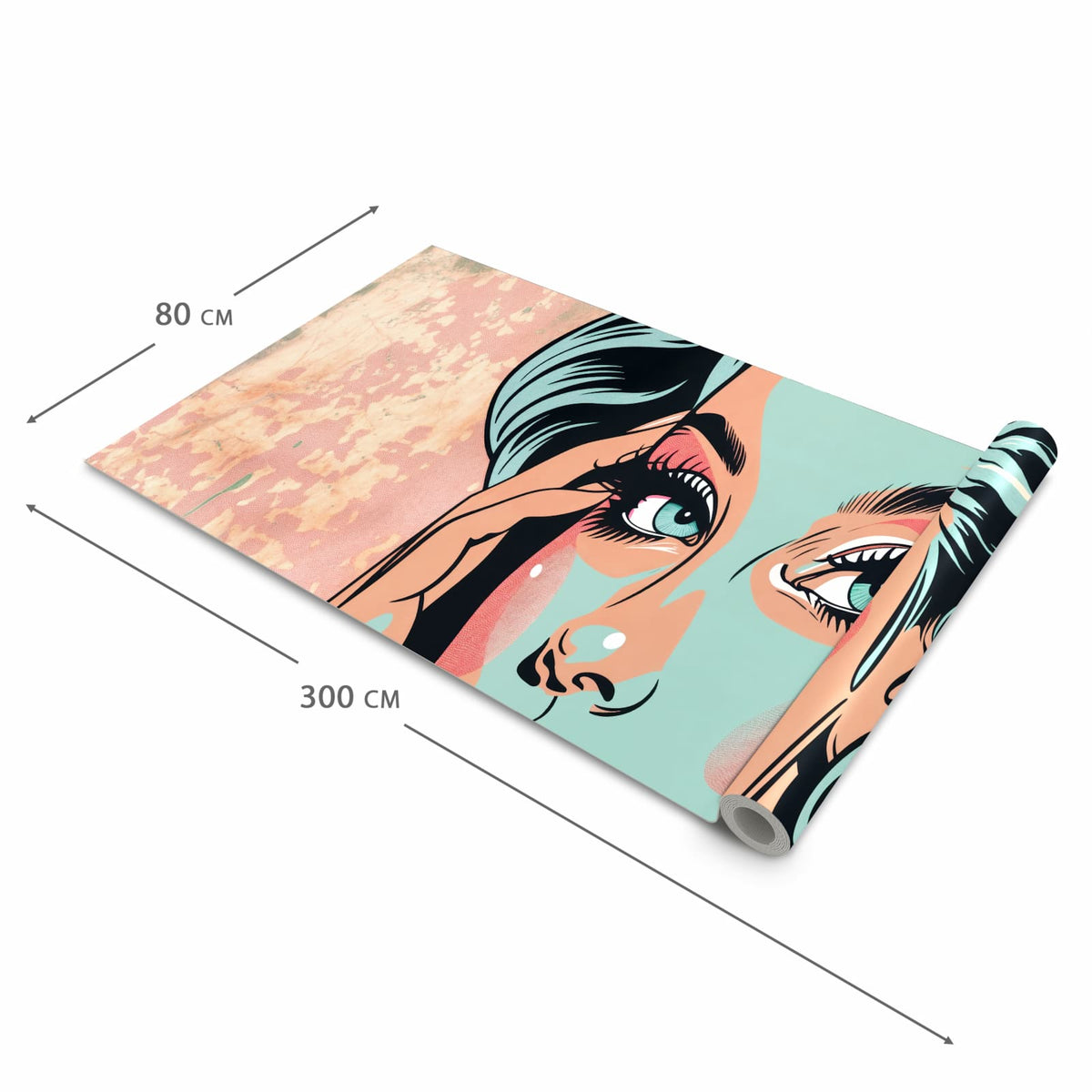 Langlebiger Küchenläufer mit Motiv Comic Porträt Kunst in der Grösse 60x240 cm