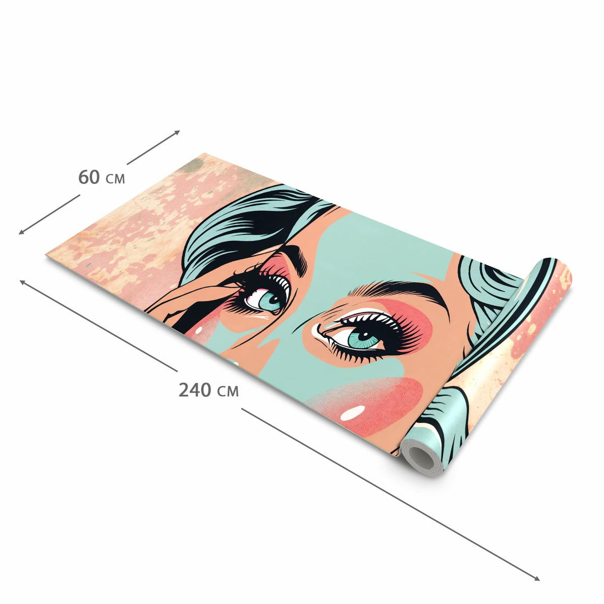 Abriebfester rutschfester Küchenteppich mit Motiv Comic Porträt Kunst in der Grösse 60x240 cm