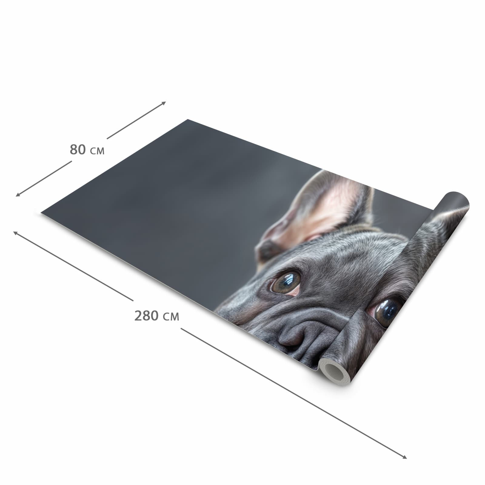 Flacher waschbarer Küchenteppich mit Motiv Lachender Hund in der Grösse 60x180 cm