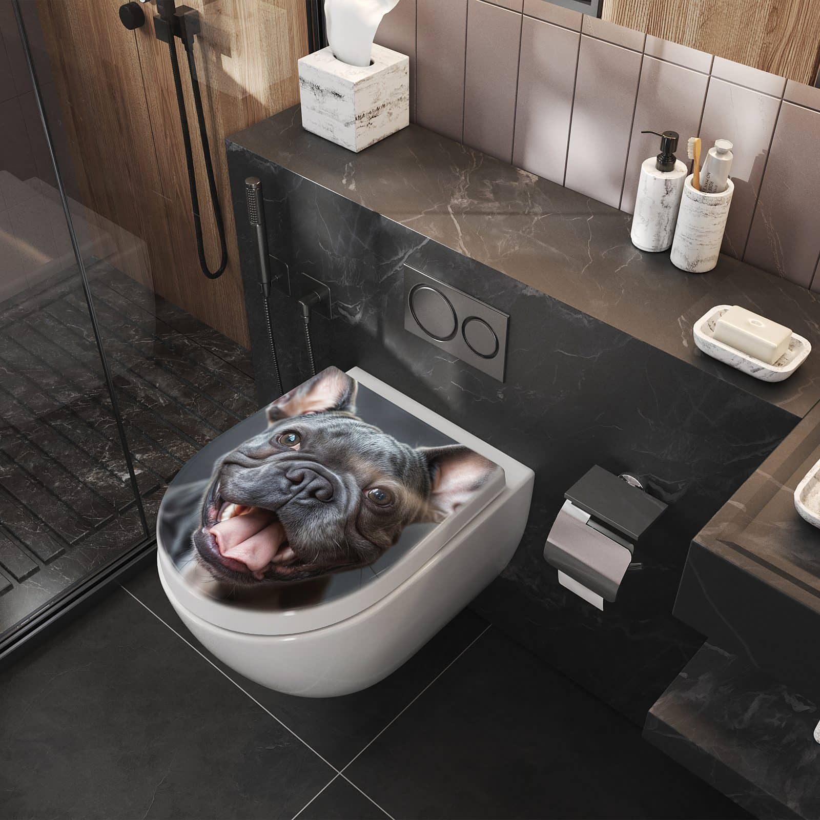 WC-Sitz mit Absenkautomatik Lachender Hund