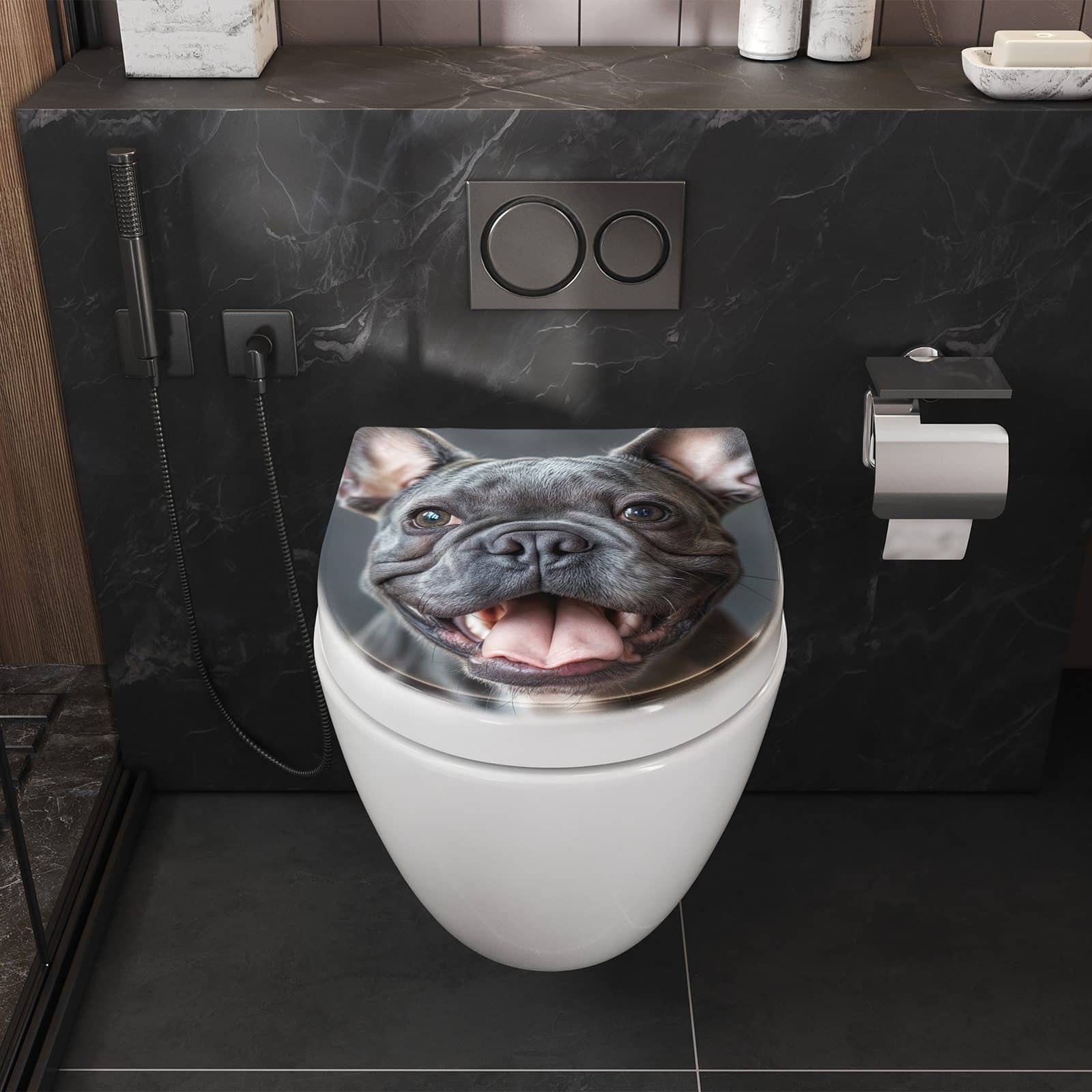 WC-Sitz mit Absenkautomatik Lachender Hund