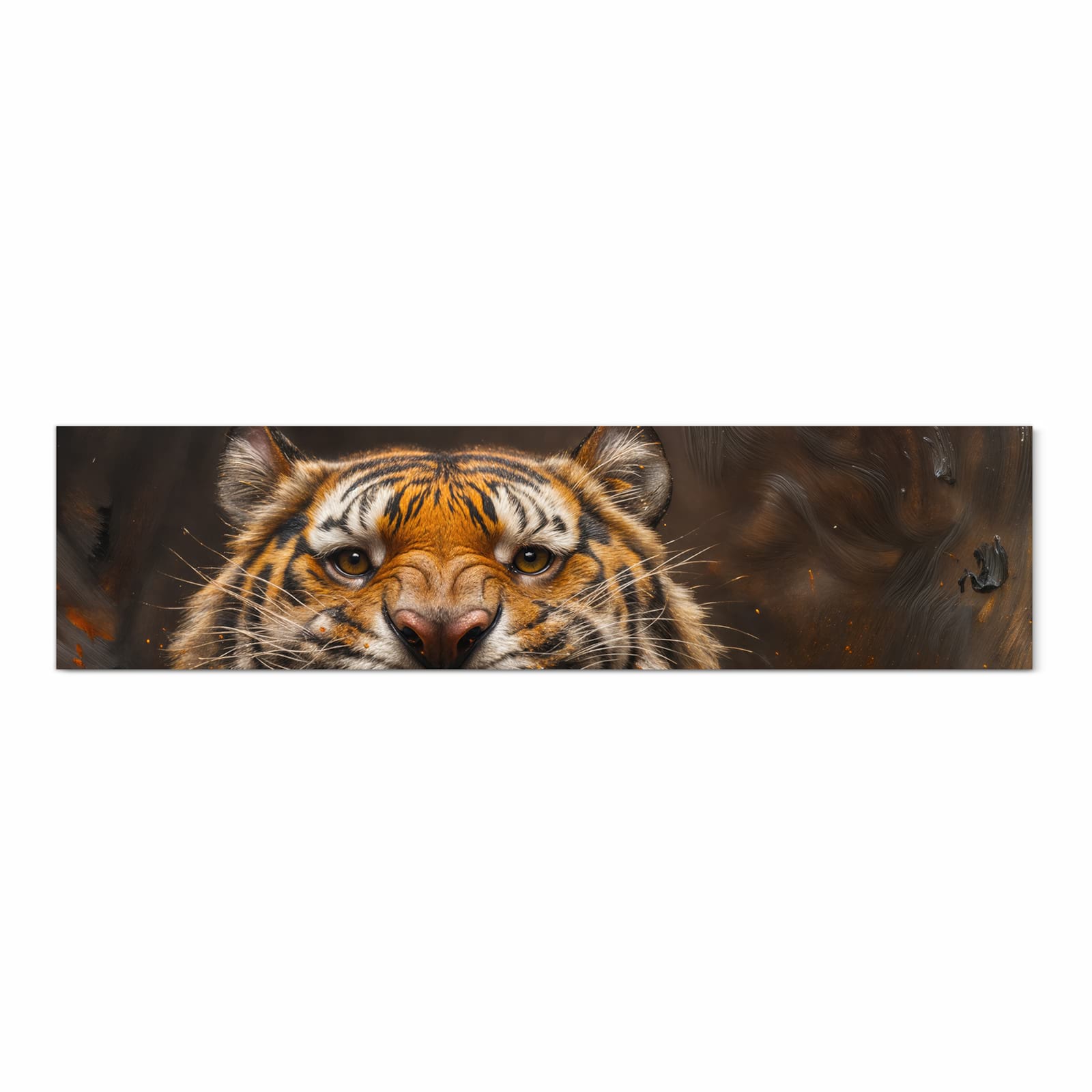 Abriebfester Bodenläufer Teppich mit Motiv Tiger im Feuer in Frontansicht