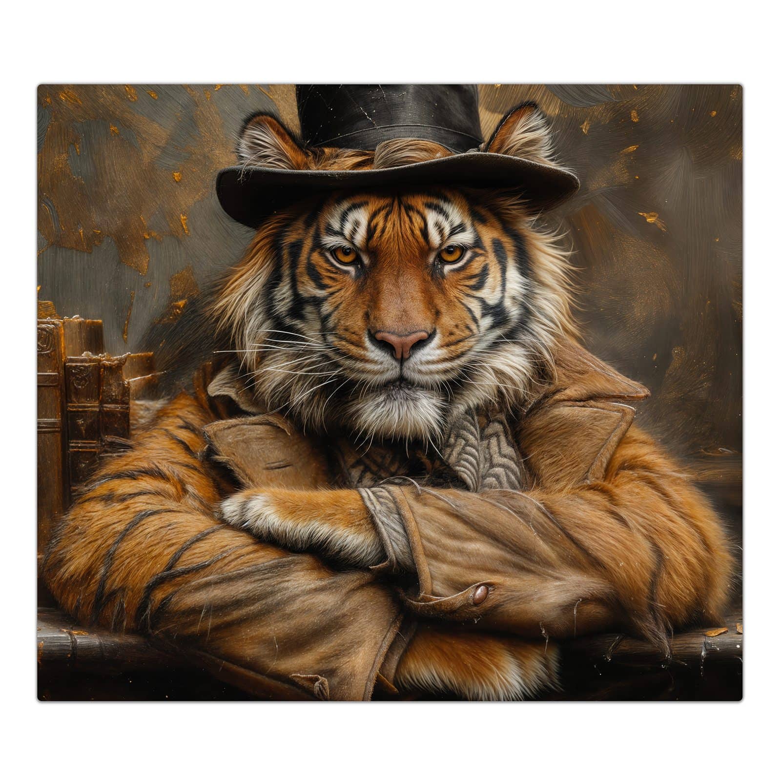 1-teilige Abdeckplatten für Ceranfeld mit Tiger mit Zylinder-Motiv in der Frontansicht