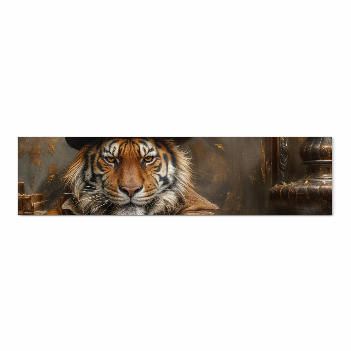 Langlebiger waschbarer Küchenläufer mit Motiv Tiger mit Zylinder in Frontansicht