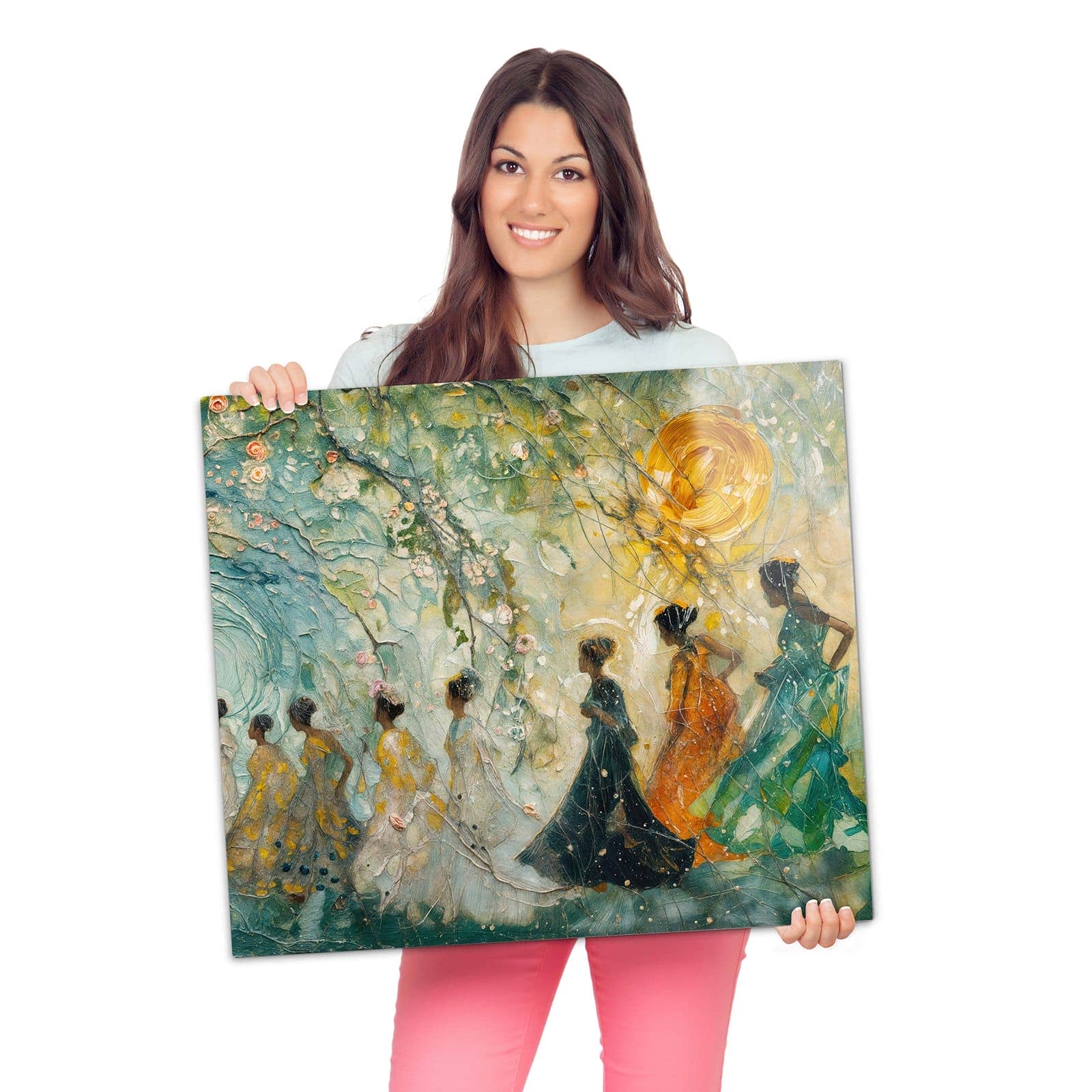 Herdabdeckplatte aus Glas mit Festliches Gemälde-Motiv wird zur Größendarstellung gehalten