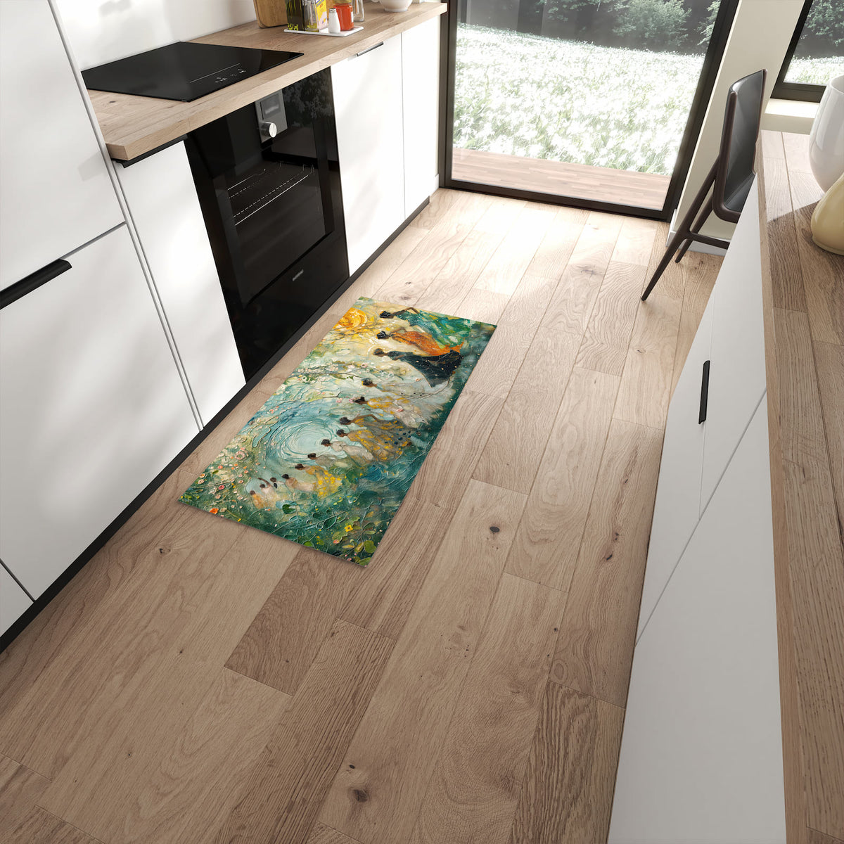 Wasserabweisender Küchenteppich mit Motiv Festliches Gemälde in moderner Küche #grösse_60 x 120 cm