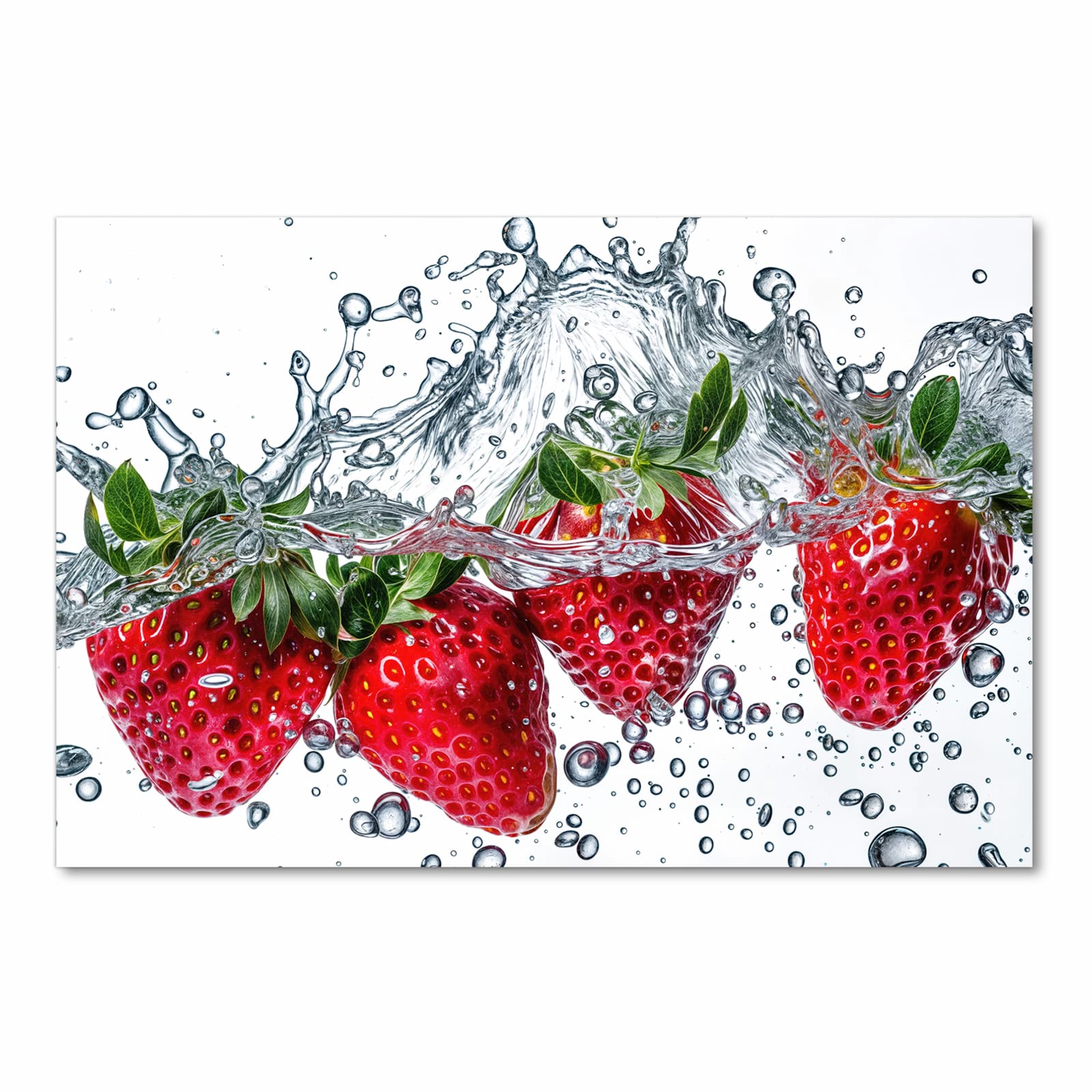 Langlebiger Küchenläufer mit Motiv In Wasser Erdbeeren in Frontansicht, abwaschbar