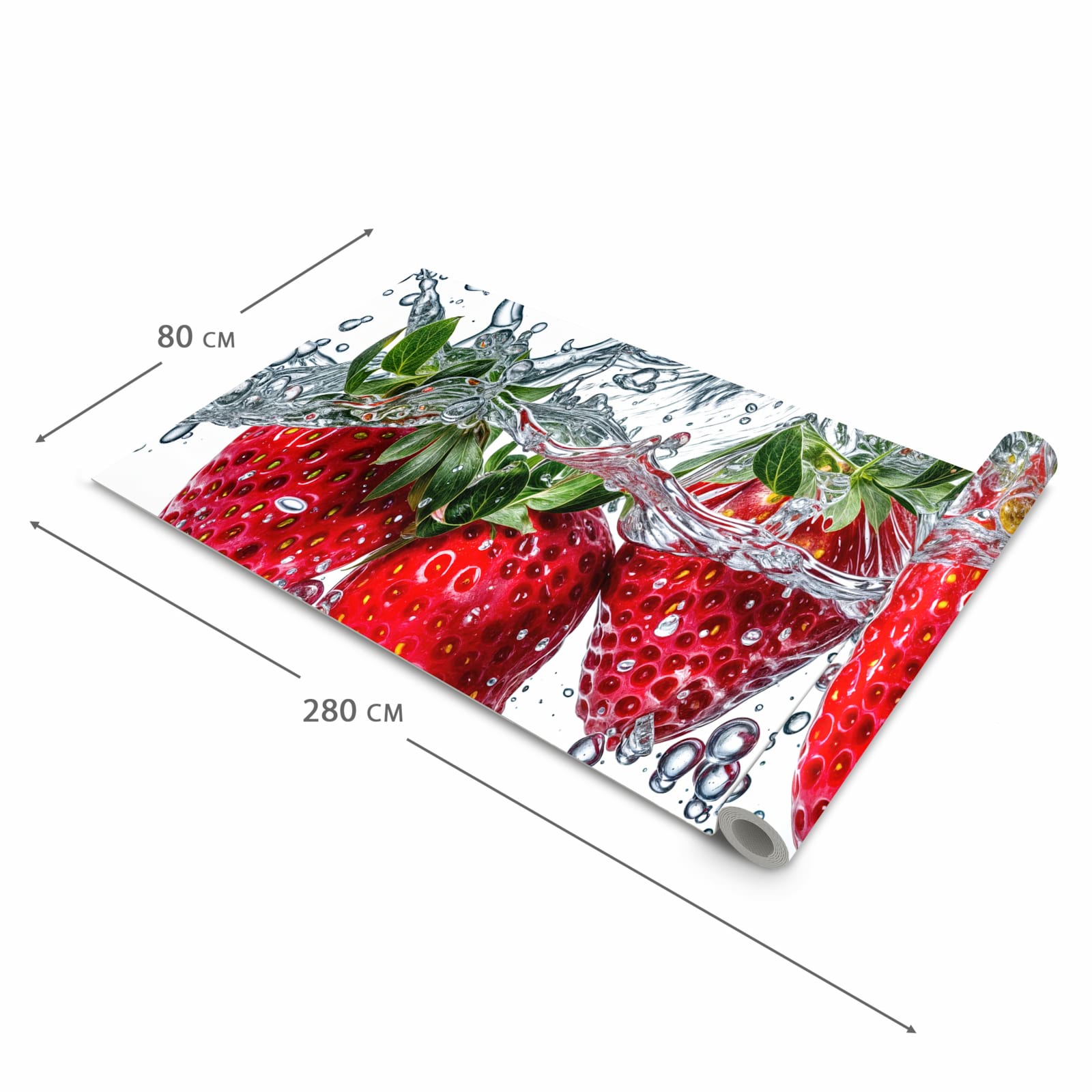 Komfortabler Küchenläufer mit Motiv In Wasser Erdbeeren in der Grösse 60x180 cm