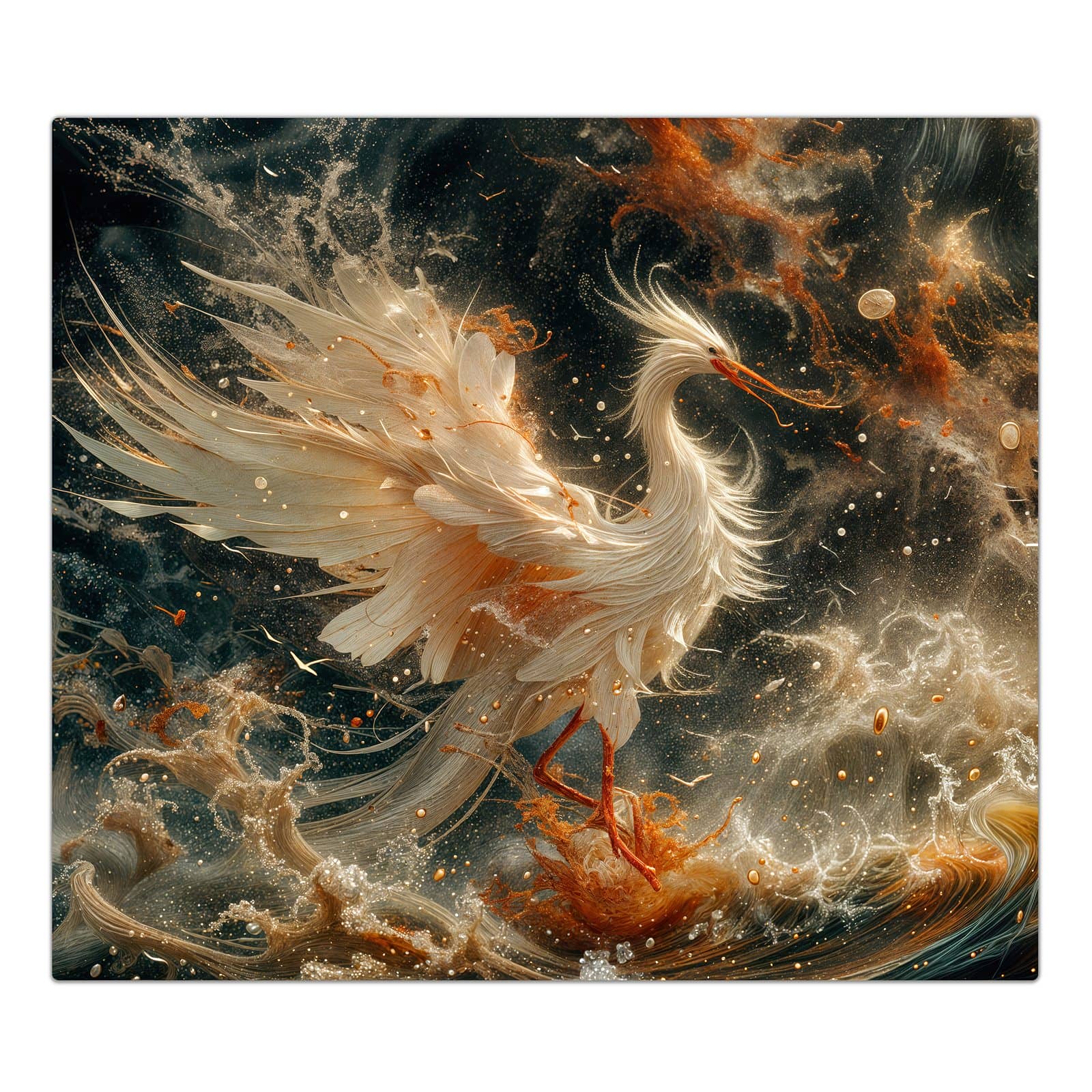 1-teilige Abdeckplatte für Ceranfeld mit Eleganter Vogel-Motiv in der Frontansicht #grösse_1-Teilig (60x52cm)